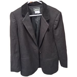 Sag Harbor Vintage Velvet Business Professional Goth Pure Wool Black Blazer 10